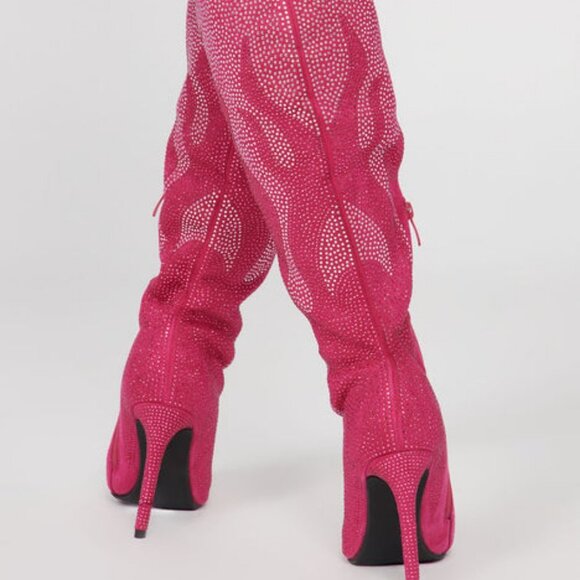 " RHINESTONE TWO STEPPER "  Glitter Boots - Pink/combo ( BRAND NEW !!!!!!!! - Picture 2 of 5